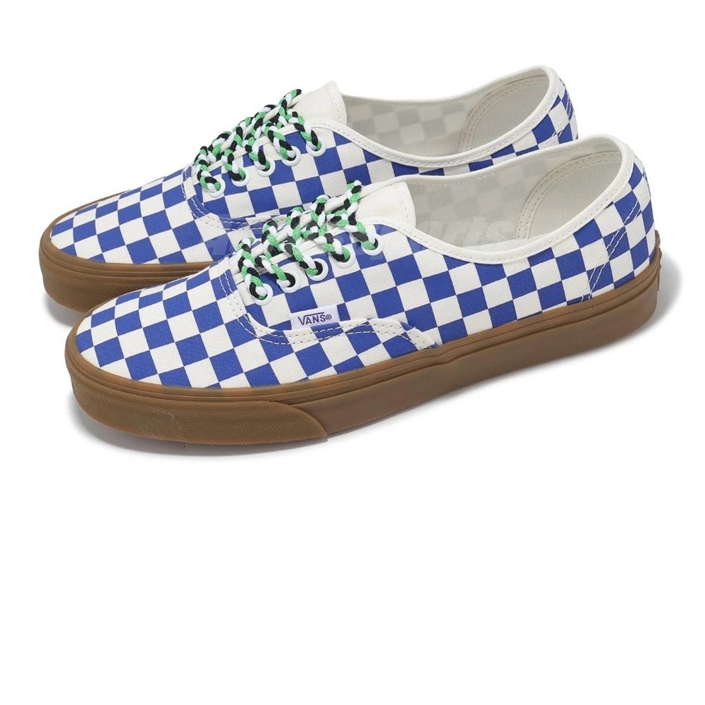 NEW Vans Authentic Checkerboard - Blue/White Gum Sole w/ Braided Rope Laces 11.5